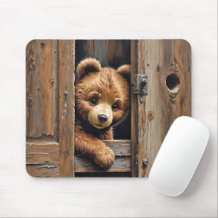 Teddy Bear In Doorway Mouse Mat