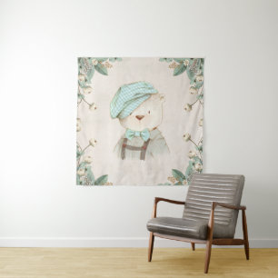 Teddy Bear in Hat Cute Sweet Adorable Whimsy Tapestry
