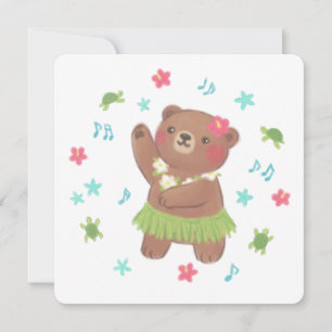 Teddy Bear in Hawaii Illustration Holiday Card