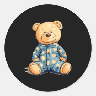 Teddy Bear In Pajama Costume For Bedtime Smiles Classic Round Sticker
