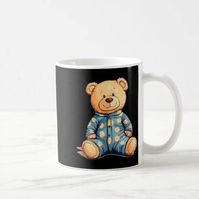 Teddy Bear In Pajama Costume For Bedtime Smiles  Coffee Mug (Right)
