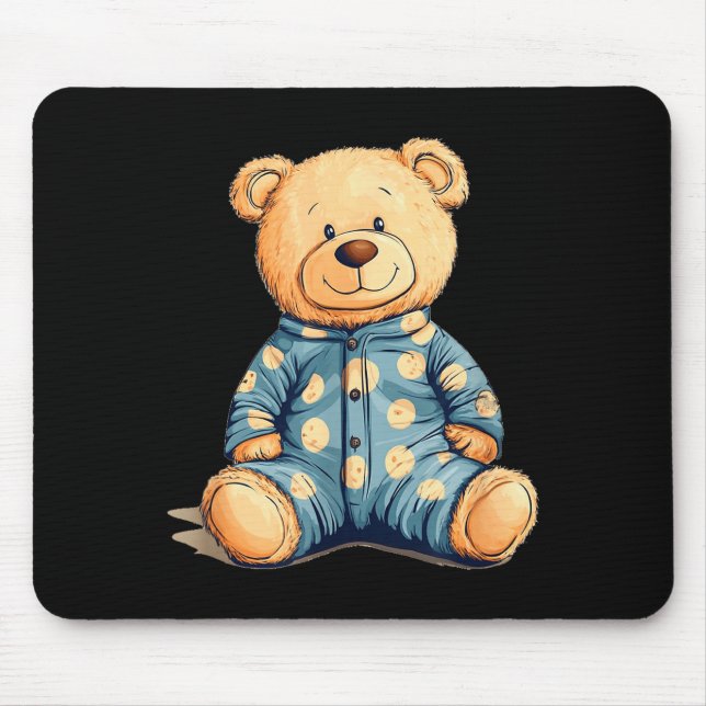 Teddy Bear In Pajama Costume For Bedtime Smiles  Mouse Mat (Front)