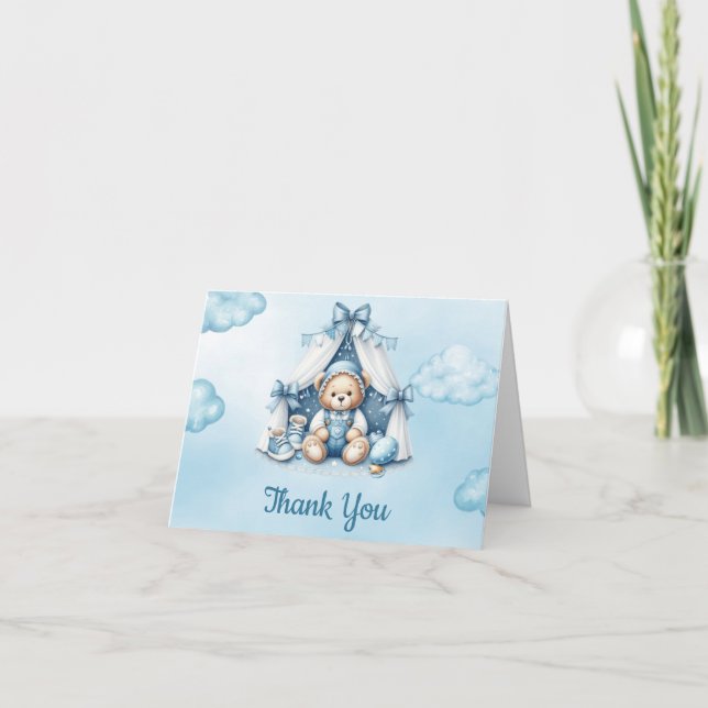 Teddy Bear In Tent Thank You Card (Front)