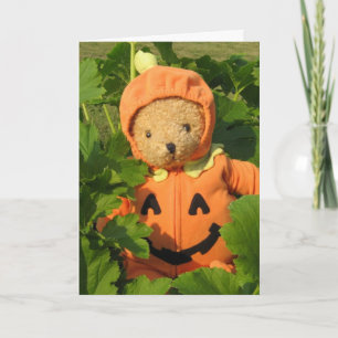 Teddy Bear in the Pumpkin Patch Card