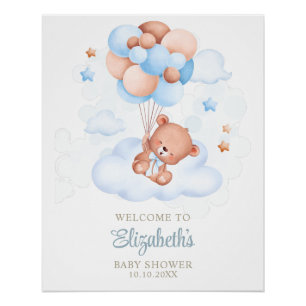 Teddy Bear in the Sky Baby Shower  Poster