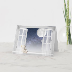 teddy bear in window for friendship card