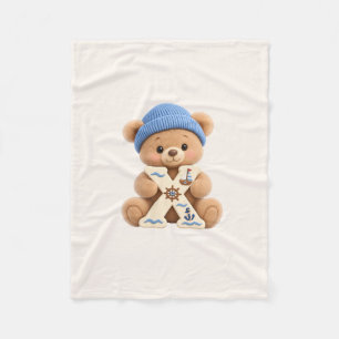 Teddy Bear Initial X Baby Boy Gift Fleece Blanket