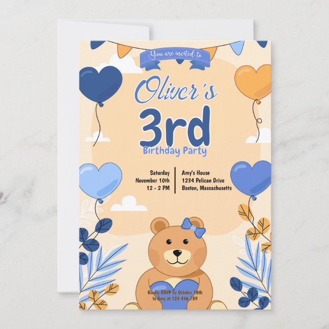 Teddy Bear Invitation Design (Front)