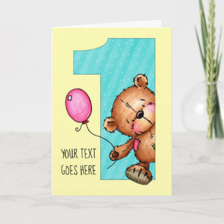 Teddy Bear is Turning One! Happy Birthday Card