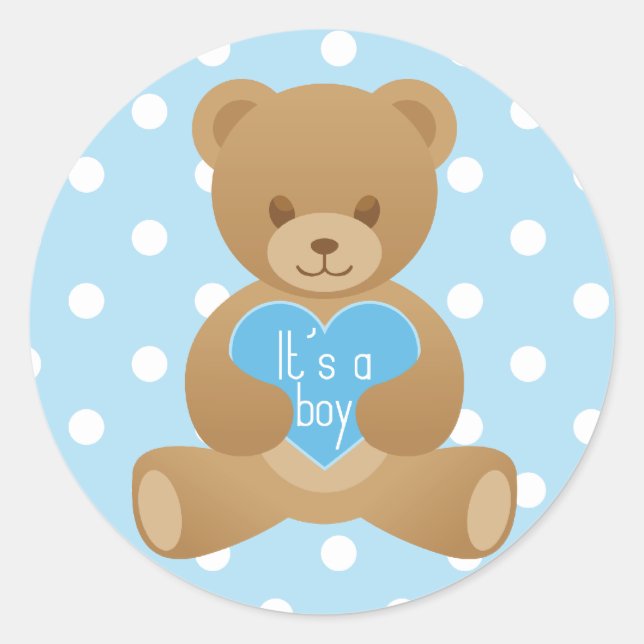 Teddy bear "It"s a boy" blue sticker (Front)