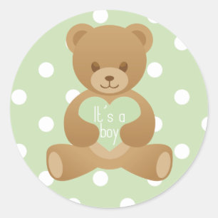 Teddy bear "It"s a boy" green sticker