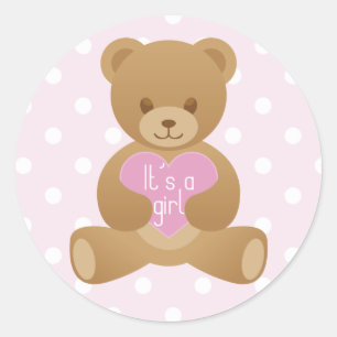 Teddy bear "It"s a girl" pink sticker