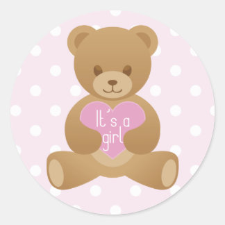Teddy bear "It"s a girl" pink sticker