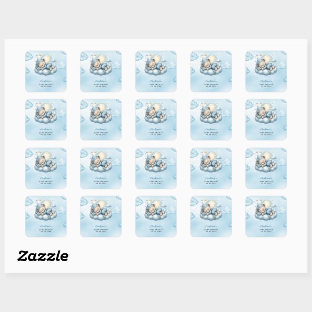 Teddy Bear It's A Boy Baby Shower Square Sticker (Sheet)