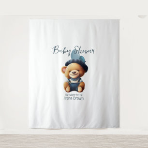 Teddy Bear Jean Baby Shower Backdrop Tapestry