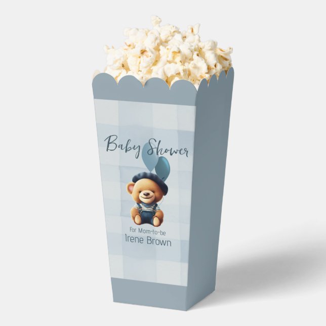 Teddy Bear Jean Baby Shower Blue Favour Box (Popped)