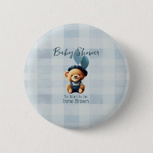 Teddy Bear Jean Baby Shower Button