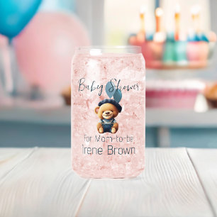 Teddy Bear Jean Baby Shower Can Glass