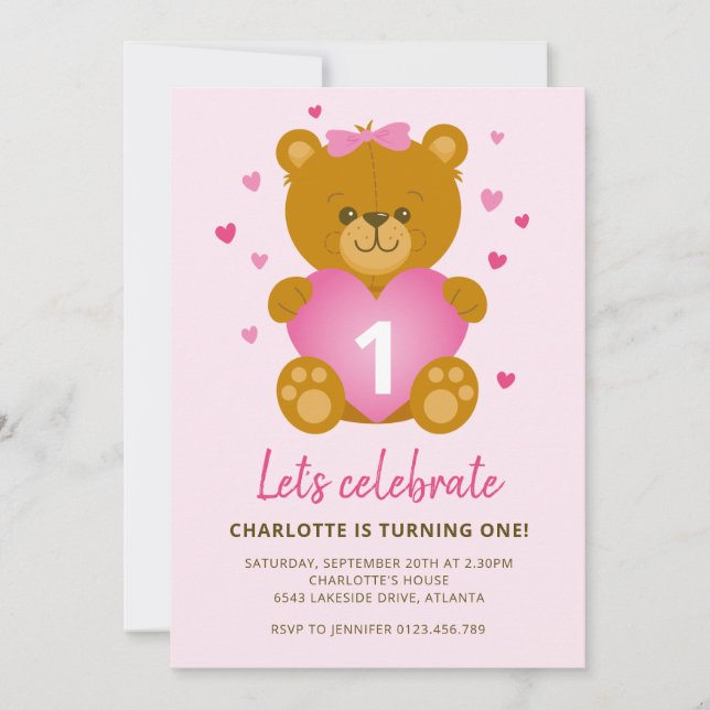 Teddy Bear Kids Birthday Party Invitation (Front)