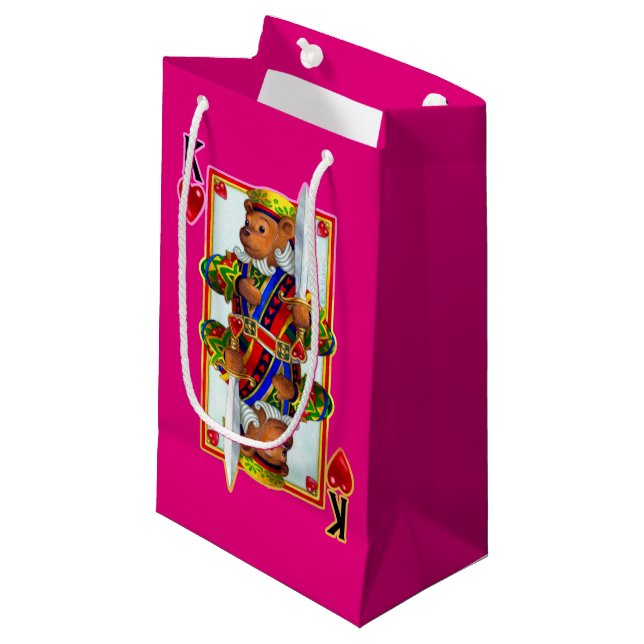 Teddy Bear King of Hearts Gift Bag (Front Angled)