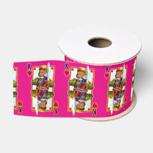 Teddy Bear King of Hearts Grosgrain Ribbon