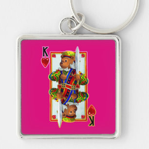Teddy Bear King of Hearts Keychain