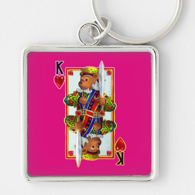 Teddy Bear King of Hearts Keychain (Front)