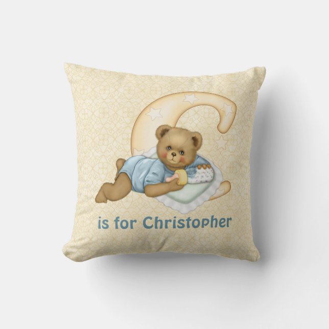 Teddy Bear Letter C Monogram - Customise Cushion (Front)