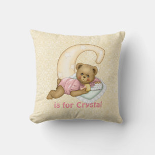 Teddy Bear Letter C Monogram - Customise Cushion