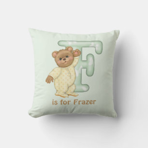 Teddy Bear Letter F Monogram Pillow