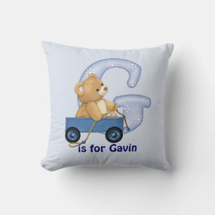 Teddy Bear Letter G Monogram Pillow