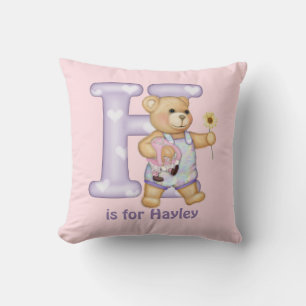 Teddy Bear Letter H Monogram Pillow