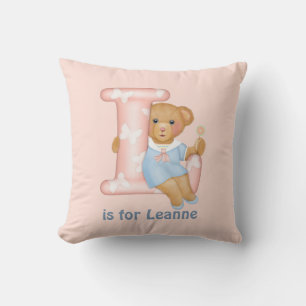 Teddy Bear Letter L Monogram Pillow