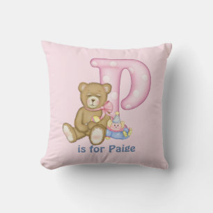 Teddy Bear Letter P Monogram Pillow
