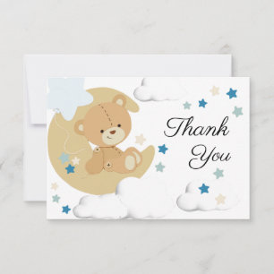 Teddy Bear Love Baby Boy Shower Thank You Card