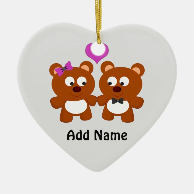 Teddy Bear Love Ceramic Tree Decoration (Front)