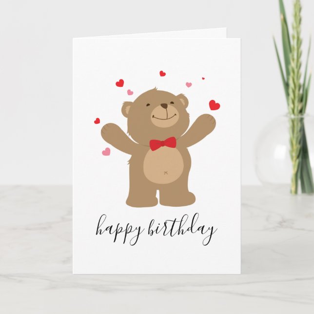 Teddy Bear Love Cute Personalized Birthday Baby Card (Front)