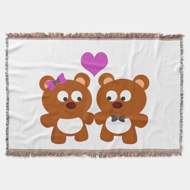 Teddy Bear Love Throw Blanket (Front)