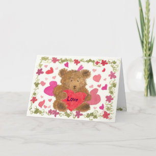 Teddy Bear Love Valentine's Day For Kids Holiday Card