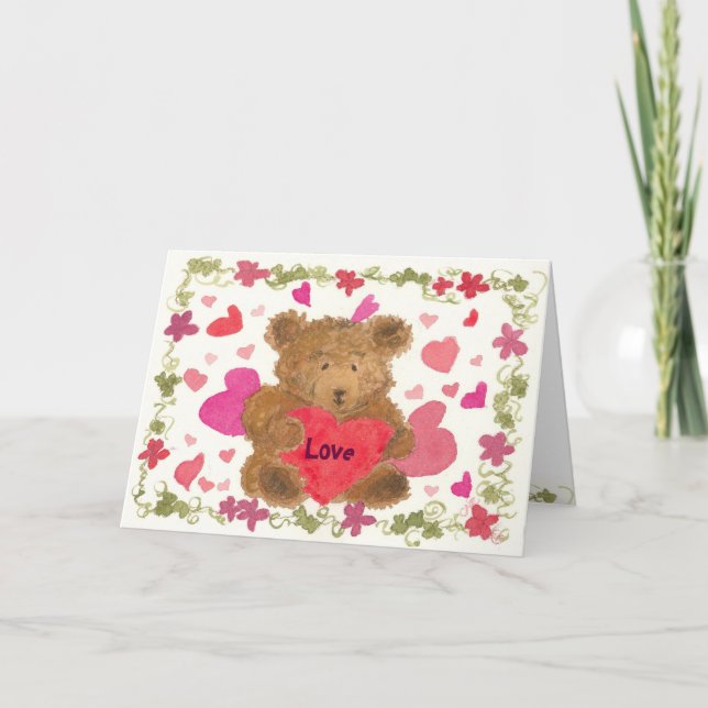 Teddy Bear Love Valentine's Day For Kids Holiday Card (Front)