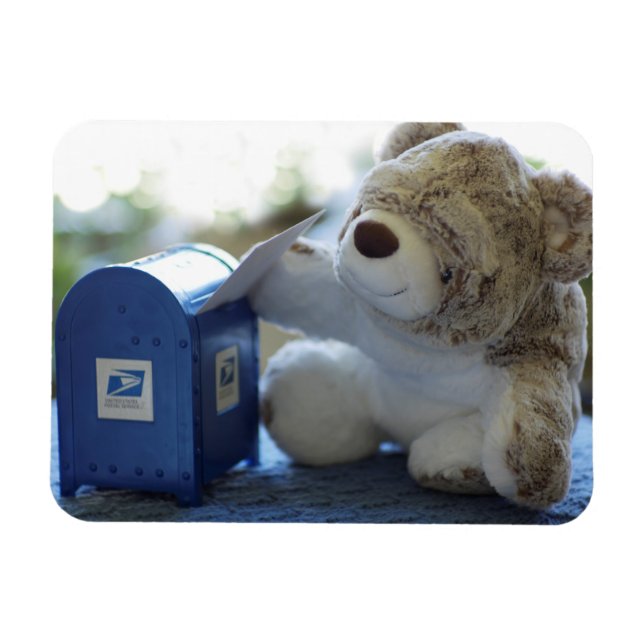 Teddy Bear Mails a Letter 2 Flexible Magnet (Horizontal)