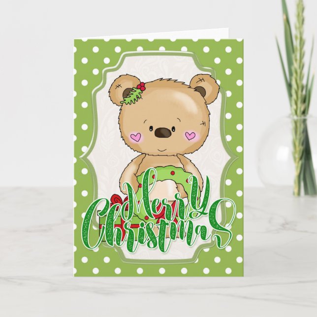 Teddy Bear Merry Christmas Card (Front)