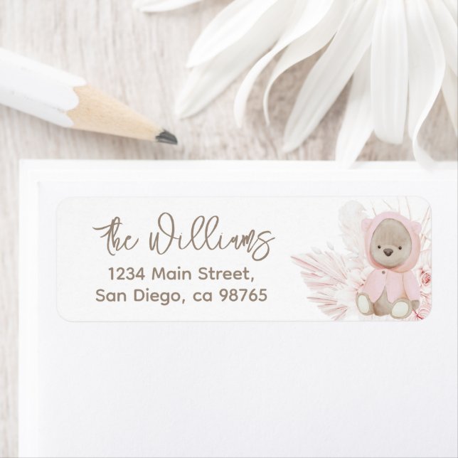 Teddy Bear Modern Boho Girl Baby Shower (Insitu)