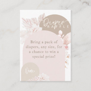 Teddy Bear Modern Boho Girl Baby Shower diaper Enclosure Card