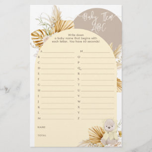 Teddy Bear Modern Boho Girl Baby Shower game
