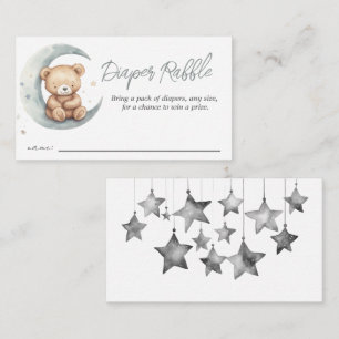 Teddy Bear Moon Baby Shower Diaper Raffle Enclosure Card