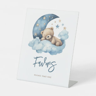Teddy Bear Moon Baby Shower Favours Pedestal Sign