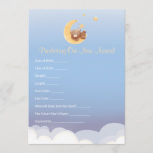 Teddy Bear Moon Baby Shower Prediction  Card