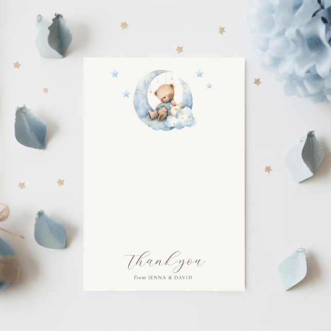 Teddy Bear Moon Baby Shower Thank You Card (Creator Uploaded)