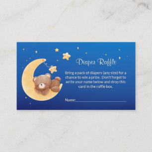 Teddy Bear Moon Blue Baby Shower Diaper Raffle Enclosure Card